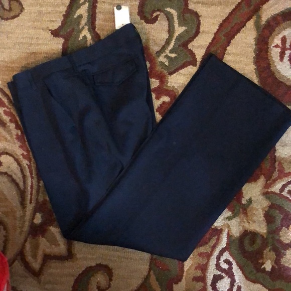 J CREW Size 16 33” Tall inseam 100% Wool Fully Lined Flat Front Deep Navy NEW - Picture 3 of 15
